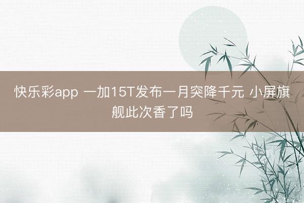 快乐彩app 一加15T发布一月突降千元 小屏旗舰此次香了吗